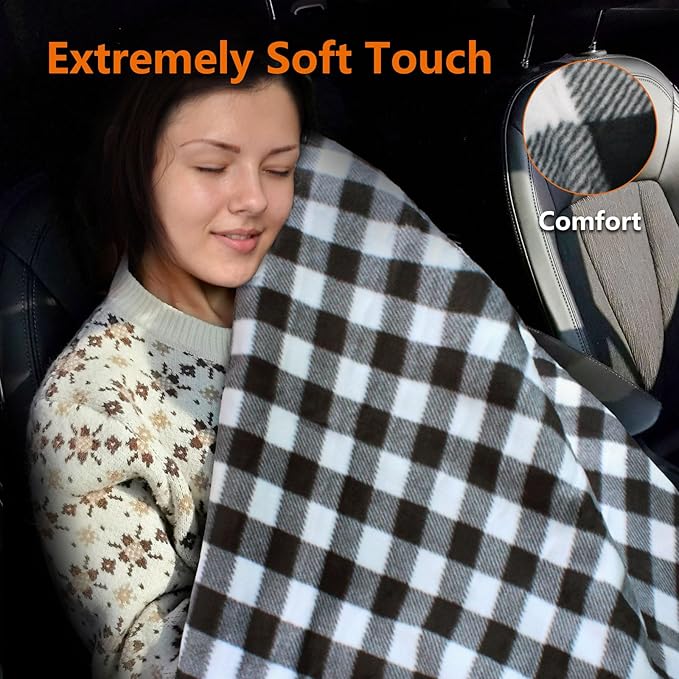 Electric Blanket,12 Volt Heated Blanket,Car Heated Travel Blanket, with a Timer, Warm Blanket for Cars,Office,Travelling (J, 57"x40")