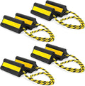 4 Pair Heavy Duty Wheel Chocks for RV Trailer, Rubber Wheel Stoppers, Dual Blocks, Non Slip Tire Chock with Nylon Rope Reflective Tape for RV Camper Travel Trailers Car Truck (Yellow)