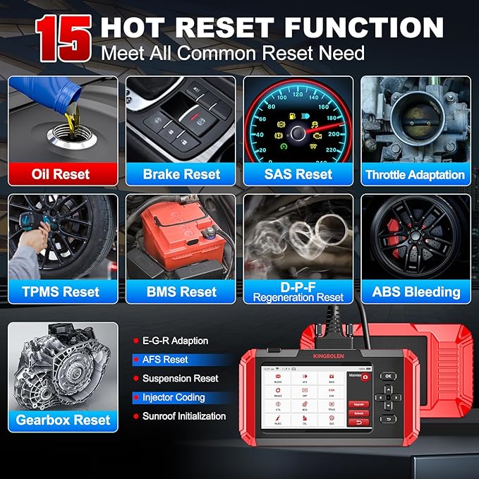 KINGBOLEN S800 OBD2 Scanner Diagnostic Tool,ABS SRS Engine at Automotriz Code Reader with 15 Resets,Oil SAS TPMS Gearbox Brake,FCA AutoAuth Automotive Scan Tool,AutoVIN,All Cars Lifetime F-Ree Update