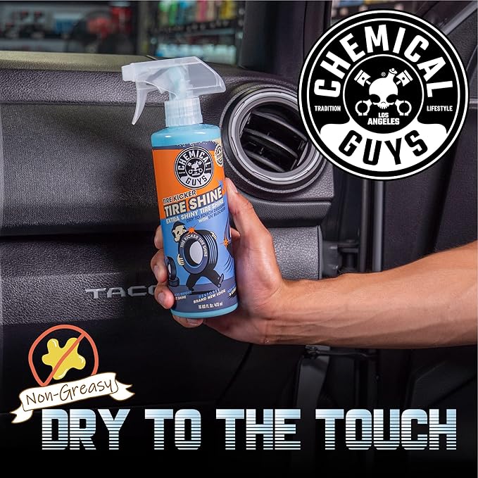 Chemical Guys Tire Kicker Sprayable Extra Glossy Tire Shine (Works on Rubber, Vinyl & Plastic) Safe for Cars, Trucks, Motorcycles, RVs & More, 128 fl oz (1 Gallon)