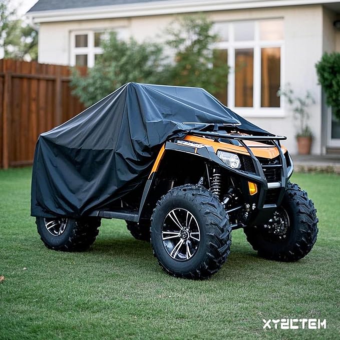XYZCTEM Premium ATV Cover,210D Oxford Fabric Protection Against Water, UV, Wind. Quad Cover for Can-am,Suzuki,Kawasaki, Honda, Yamaha, Polaris,and More.4 Wheeler Accessories(Black,82 inch)