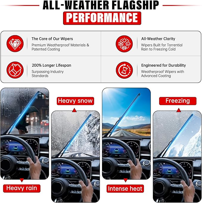 Windshield Wiper Blades Replacement for 2011-2022 Dodge Durango / 2011-2013 Jeep Grand Cherokee Original Factory Quality Front Rear Wipers Blade Set for My Car - 22" 21" 12" (Pack of 3)