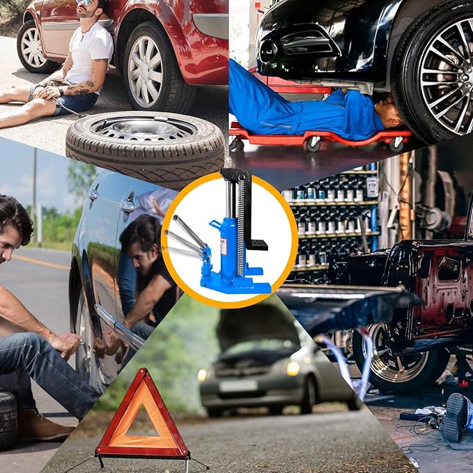 Hydraulic Toe Jack Lift, 10 Tons (Toe) to 20 Tons (Top), Stainless Steel Air Hydraulic Claw Jack with Handle, Hydraulic Jack, Claw Jack, for Garages, Airports, and Factories (Blue - 20 Ton)