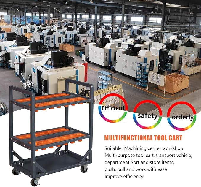 Mobile CNC Tool Storage Cart, CNC Trolley is Suitable for Warehouses, Utility Carts Tool Organizers Storage Rack for Storehouse Factory Garage