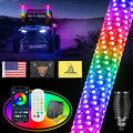 3FT Fat Whip Lights for UTV ATV with Spring Base, Led Fatty Whip Light W/Rocker Switch & 3 Flags, Brighter Spiral Chasing Lighted Antenna Whip with APP & Remote Control for RZR SXS Can-Am
