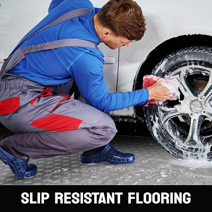 TUFFIOM 7.5 x 17 FT Garage Floor Mat, Thickened Diamond Plate PVC Garage Mats Flooring Roll for Under Car, Garage Car Parking Mats for Compact SUVs, Sports Car