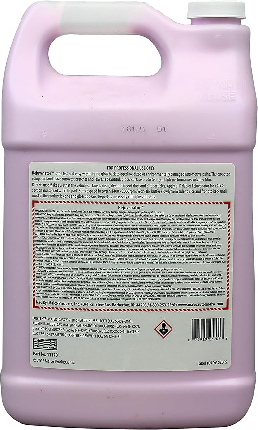 Malco Paint Rejuvenator - One Step Automotive Paint Restoration/Clear Coat Scratch and Swirl Remover/Re-Shine Old, Aged Paint to Look New / 1 Gallon (111701)