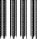 Rebar Stakes 16 Inch 20 Pack Heavy Duty Ground Anchors with Chisel Point End Long Straight Steel Tent Stakes 3/8" Thickness Metal Spikes Black Coated for Concrete Timber Camping Garden Plant