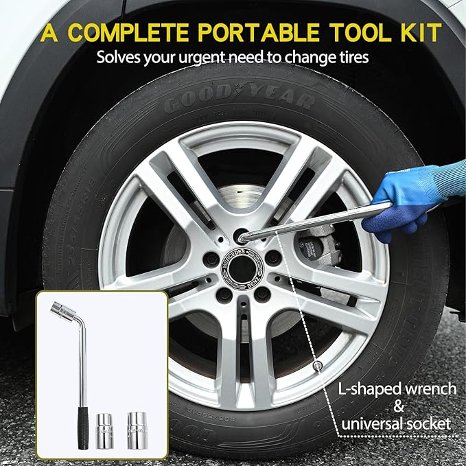 Scissor Jack Car Jack Kit 3 Tons (6,613 lbs) Universal Tire Jack Changing Kit - Extra Wide Base - Portable Car Emergency Kit with Lug Wrench for Sedan Truck SUV MPV (3T)