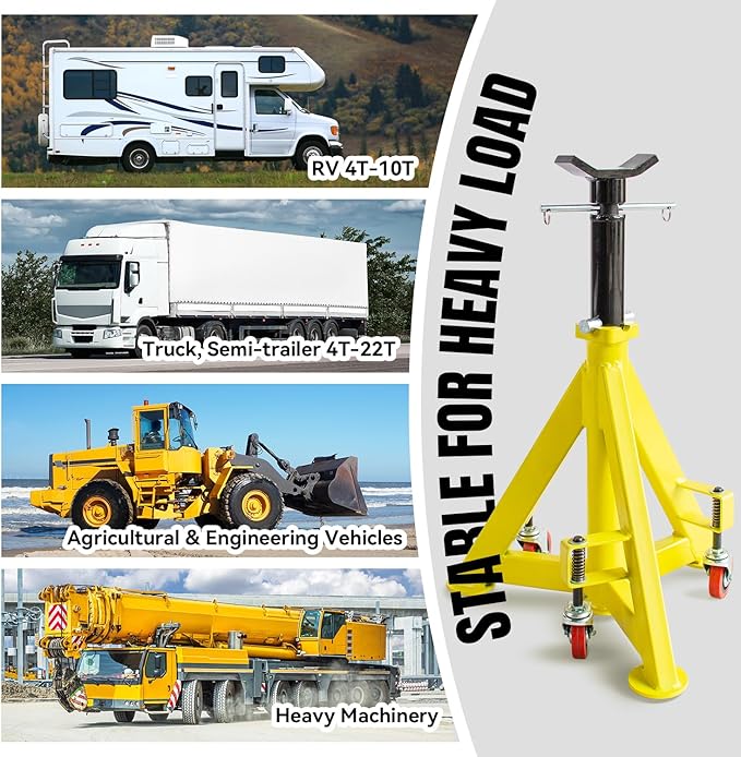 22 Ton (48,000 lbs) Jack Stands Heavy Duty Jack Stand Double Locking Pin Type Car Jack Stand Adjustable Height to 43'' with 360° Wheels for Garage, Repair Shop and DIY, 1 Pc
