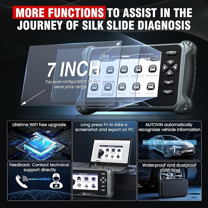 BOSSCOMM IF740 OBD2 Scanner, 4 Systems ABS/SRS/Transmission/Check Engine Code Reader Scan Tool with Oil＆Throttle Resets, Car Scanner Diagnostic Tool for All Cars, Easy to Use, Lifetime Free Update