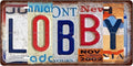 LOBBY Vintage Metal Tin Sign License Plate Bar Cafe Garage Cave Home Room Wall Bathroom Farmhouse Garden Porch Patio Decor, 12 x 6 Inch