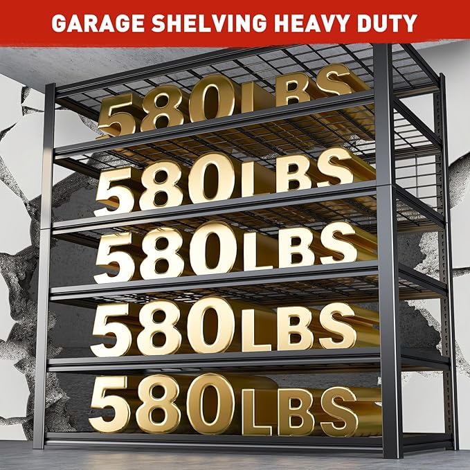 REIBII 84" H Garage Shelving, 6-Tier Storage Shelves Heavy Duty Loads 3500LBS, 48" W Adjustable Garage Shelves, Metal Shelving for Basement, Warehouse, 84" H x 48" W x 20" D, 2PC
