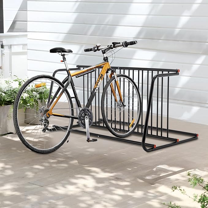 10-Bike Floor Bike Rack, 60” Dual-Sided Freestanding Steel Bike Stand for Garage, Schools & Events, Heavy-Duty Powder-Coated Storage Organizer, Easy Assembly