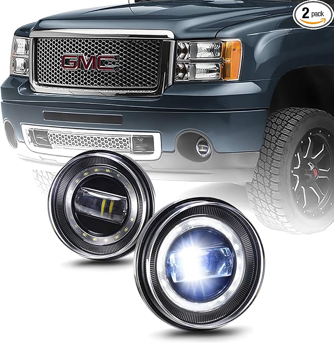 Tecoom LED Fog Lights, 1 Pair Bumper Driving Fog Lamps Compatible with 2007 2008 2009 2010 2011 2012 2013 GMC Sierra 1500/2500/3500, DOT SAE Approved,Waterproof 4200 lumen LED Fog Light