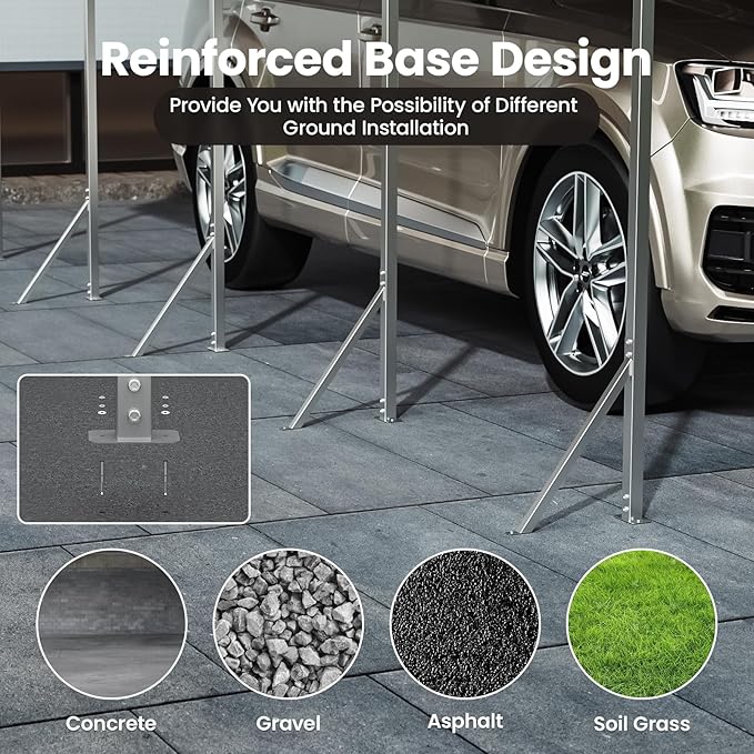 Heavy Duty Metal Carport – Sturdy Structure, All-Weather Protection, Easy Assembly for Cars, Trucks, Boats, Tractors, and Outdoor Storage (White, 12X20 FT)