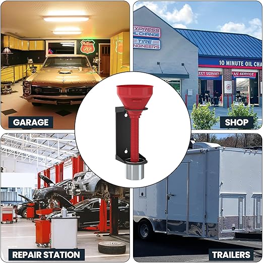 UNITEDPOWER Wall Mount Oil Funnel Holder, Organizer Storage Rack with Removable Collection Cup, Fluid Drain Caddy for Workshop, Shed, Garage, Home (Only Holder, No Funnel)