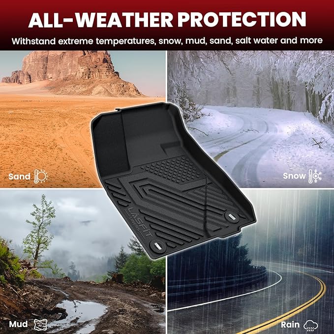 LASFIT Floor Mats&Trunk Mat for Toyota Highlander 2014-2019(Not for Hybrid), All Weather TPE Mats Floor Liner for Highlander LE/Limited/SE/XLE, Black(Not fit 2nd Row Bench Seating).