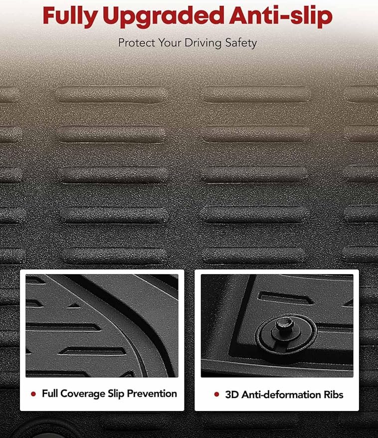 YHTAUTO Floor Mats Fit 2020-2024 Hyundai Sonata & 2021-2025 Kia K5 FWD, TPE All Weather Car Mats Waterproof Anti-Slip Odorless Floor Liner, Interior Car Accessories Front & 2nd Row Liner 2.5MM
