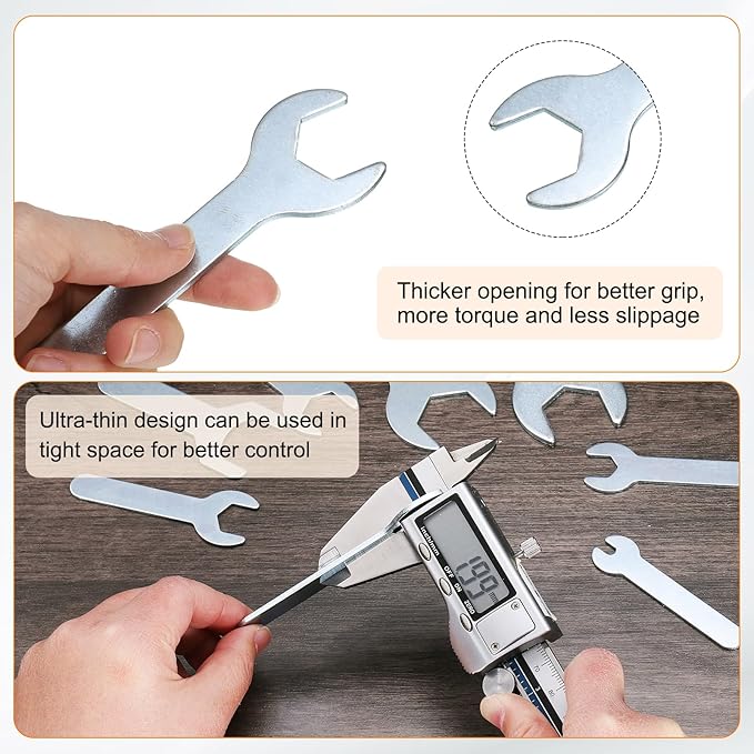 HARFINGTON 10pcs Small Wrench Open End Wrench 23x126x2.8mm Metric U-Shaped Single Open Ended Spanner Super Thin Small Flat Head Galvanizing Wrench for Automotive Repair Furniture Assembly