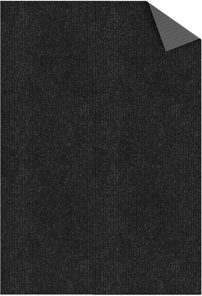 Ottomanson 6'6" x 14' Hallway Runner with Scraper Pile - Extra Durable Non-Slip Rug Mat for Indoor & Outdoor Use - Ideal for Kitchen, Entryway & Garage - High-Traffic Carpet, Black
