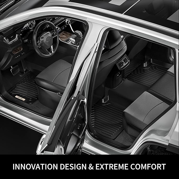 OEDRO Floor Mats Fit for Toyota Camry 2011-2007, Custom Fit Front & 2nd Row Floor Liner Set, TPE All Weather Protection Camry Car Mats, Black