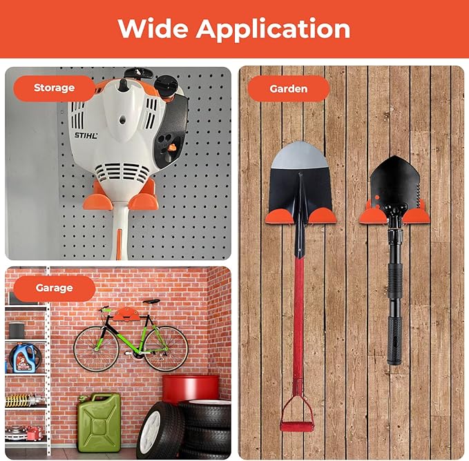 Garage Organizer Trimmer Rack, 2 Pack Heavy Duty Weed Eater Hanger Garage Storage, Wall Hanging Garden Power Tool Hanger Weedeater Rack