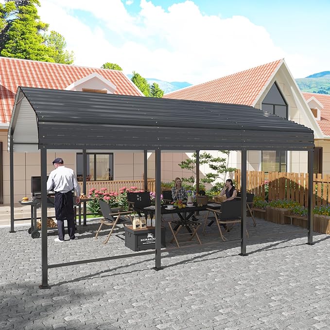 10x15 Metal Carport Carports with Enhanced Base Heavy Duty Garage Outdoor Galvanized Car Shelter for Car, Boats and Truck