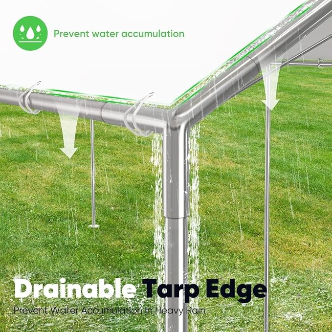 Quictent 10x20 ft Heavy Duty Car Canopy Galvanized Frame Carport Outdoor Party Tent Boat Shelter with 3 Reinforced Steel Cables - White