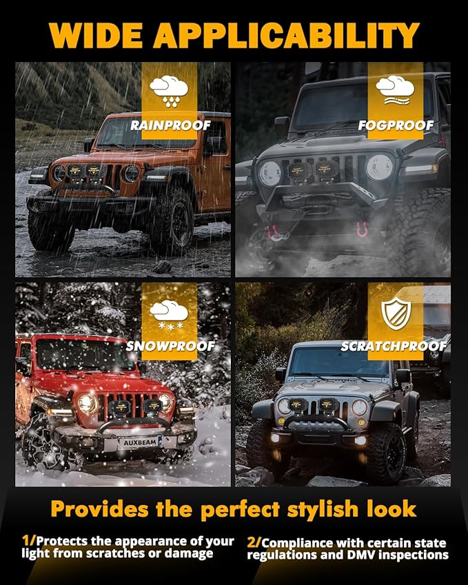 Auxbeam 4 Inch LED Pod Covers, Square Off Road Light Protective Covers, Black Cube Mask Offroad Plastic Light Lens Cover for Trucks Jeep (ZD000822)