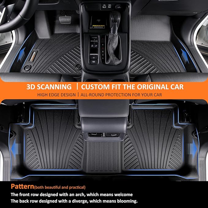 Binmotor-All Weather Floor Mats and Cargo Liner Set for 2024 2025 Mazda CX-90 & CX-90 PHEV（6 & 7 Seater with 2nd Row Bench Seat or Bucket Seat） Seatback Cargo Fit for 6 Seater, for CX90 Accessories