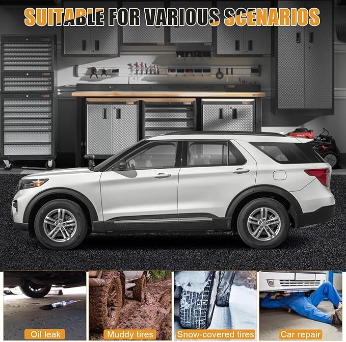7.8x16 FT Garage Floor Mat for Golf Cart, Mid-Size SUV, Non-Slip Heavy Duty Oil Mat, Under Car Containment Garage Rugs, Felt and Rubber Material Mat
