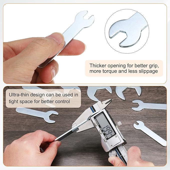 HARFINGTON 10pcs Small Wrench Open End Wrench 5.5x66x1.5mm Metric U-Shaped Single Open Ended Spanner Super Thin Small Flat Head Galvanizing Wrench for Automotive Repair Furniture Assembly