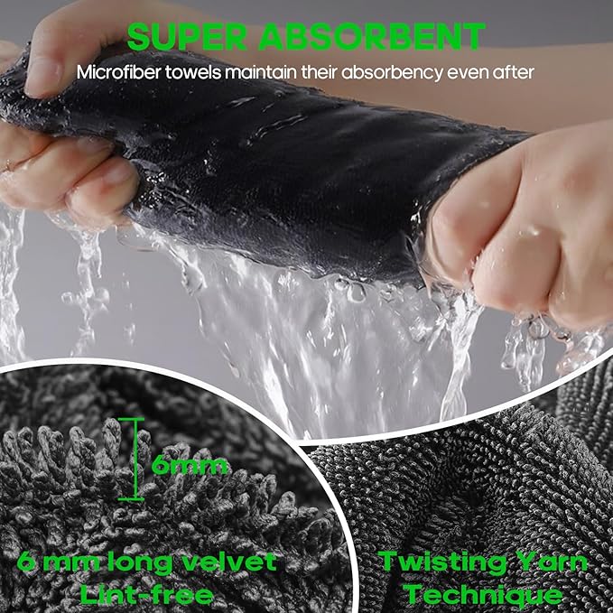 2 Pack Microfiber Towels (36"x 24") Extra Large Ultra Absorbent Drying Towel for Cars and Trucks, Without Streaks, Scratches, or Water Spots