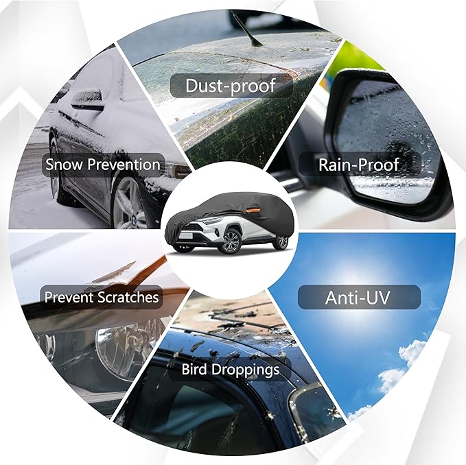 MORNYRAY Compatible with Mazda MX-5,Car Cover Outdoor Waterproof Sun Rain Snow Hail Protection with Driver Door Zipper (Black, Custom Fit for Mazda MX-5)