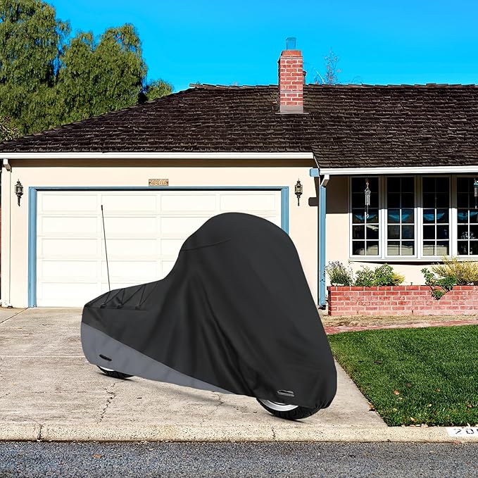 XYZCTEM Motorcycle Cover for Touring Models Harley Davidson Road King Road Glide Street Glide Electra Glide Low Rider-ST Indoor & Outdoor All Weather Protect from Dust Sunlight Rain, Black