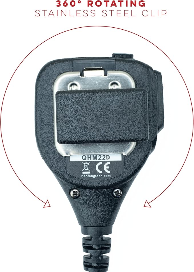 BTECH QHM22D Dual Push-to-Talk (PTT) Speaker Mic, Platinum Series IP54 Rainproof Shoulder Mic for BaoFeng, BTECH, Kenwood Radios