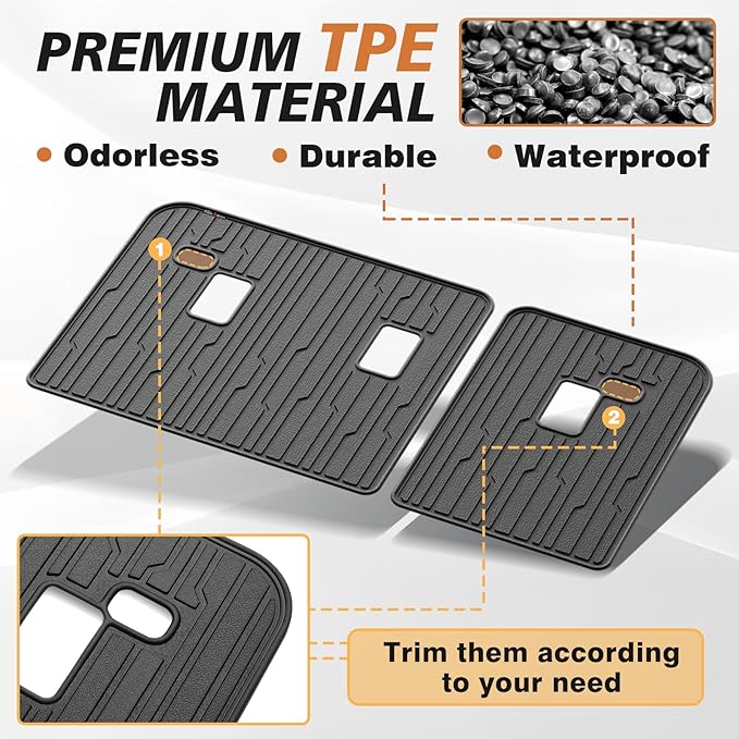 TripleAliners Backrest Mats All Weather Liners Compatible with 2024+ GMC Acadia/Chevy Traverse & 2025 Buick Enclave TPE Third Row Seats Back Cover