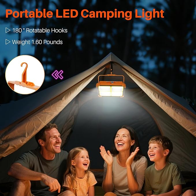 LED Solar Work Light with Magnetic, 5 Lighting Modes, IP66 Waterproof, Long Runtime, Portable Rechargeable Outdoor Working Light for Repair, Job Site, Camping, Emergency, Power Cut