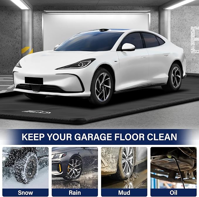 Garage Car Mat, Non-Slip Garage Floor Mat, Heavy Duty Waterproof Containment Mat for Snow Ice Water and Mud (7'9" x 16')