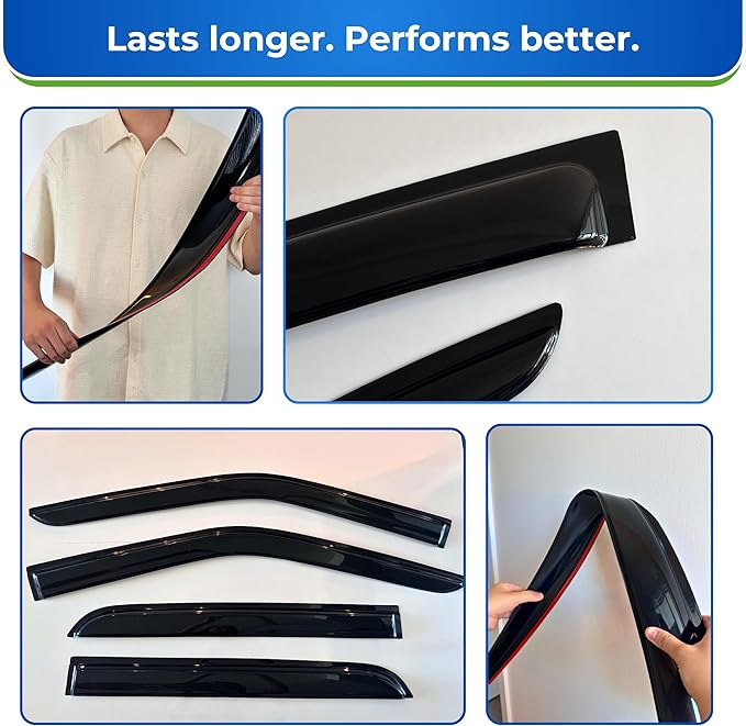 KPY Window Visor Compatible with Hyundai Santa Fe 2019-2023, 4PC Rain Guard Side Window Vent Deflectors Tape-On Mugen Style, 2019 2020 2021 2022 2023
