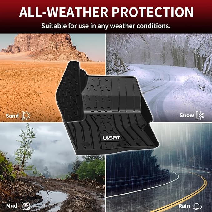 LASFIT Floor Mats Fit for Lincoln MKC 2019 2018 2017 2016 2015 TPE All Weather Floor Liners Custom Fit Car Mats 2015-2019 Accessories, 1st and 2nd Rows Floor Mats - Black