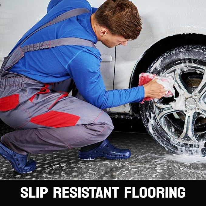 TUFFIOM 7.5 x 20 FT Garage Floor Mat, Thickened Diamond Plate PVC Garage Mats Flooring Roll for Under Car, Garage Car Parking Mats for Compact SUVs, Sports Car