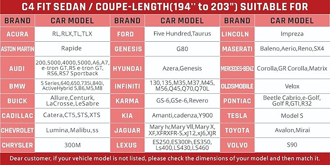 Sedan Car Cover Waterproof All Weather Protection with Red Stripe Design,Outdoor Car Cover Universal Fit Lincoln MKZ, Chrysler 300, Tesla Model S, Cadillac CTS CT5, Dodge Challenger Charger