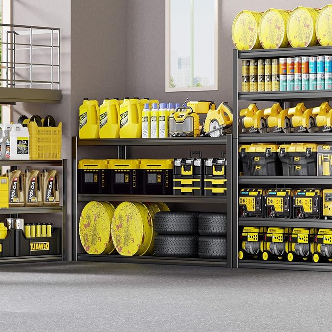 6 Tier Garage Shelving Heavy Duty, 50" WGarage Shelves, 50" W x 84" H x 24" D Adjustable Storage Shelving Unit, Commercial Metal Shelves for Warehouse, Basement, Shop,2 Pack