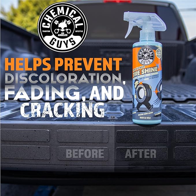 Chemical Guys Tire Kicker Sprayable Extra Glossy Tire Shine (Works on Rubber, Vinyl & Plastic) Safe for Cars, Trucks, Motorcycles, RVs & More, 16 fl oz