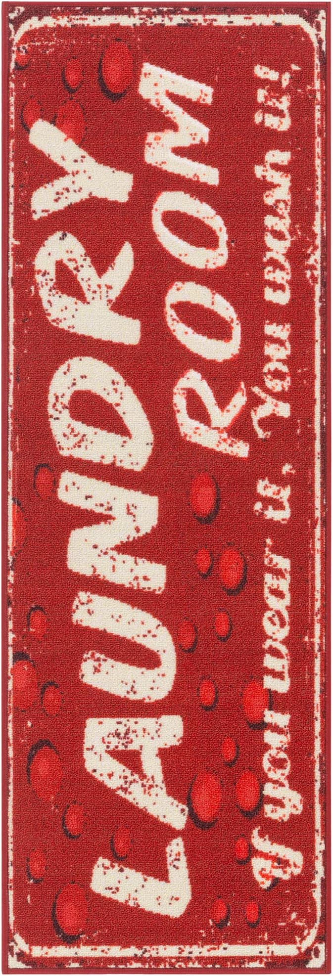 Ottomanson 20" x 59" Laundry Room Rug - Non-Slip Mat for Laundry & Mudroom - Durable, Stain-Resistant, and Easy to Clean - Perfect for High-Traffic Areas - Runner Rug for Entryway Bathroom, Red