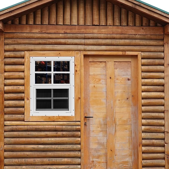 NeatiEase Upgraded Shed Windows 2 Pack, 12" x 18" Windows with Tempered Glass and Stainless Steel Screen for Shed, Chicken Coop, Playhouse, Household, Garage(White)