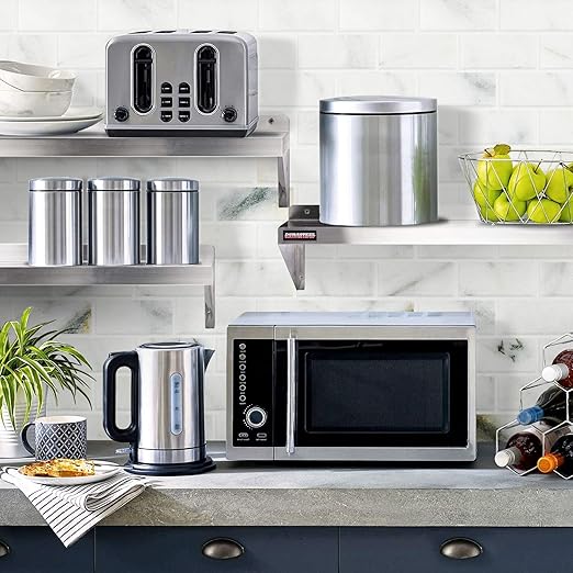 DuraSteel Heavy Duty Wall Mount Shelf - 36" Wide x 14" Deep Classic Stainless Steel Wall Floating Shelves - NSF Metal Storage Wall Shelves - For Commercial Kitchen, Laundry Room, Garage, Food Truck