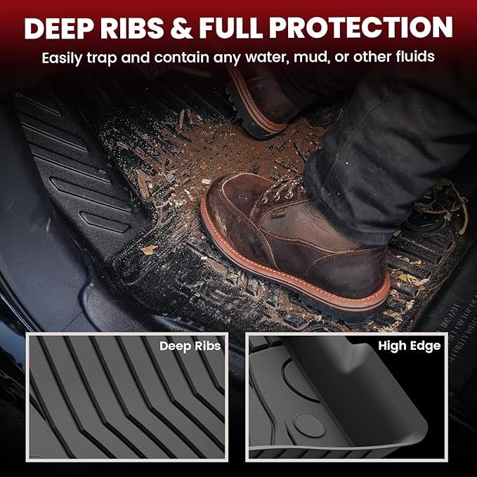 LASFIT Floor Mats for Mercedes Benz C Class 2026 2025 2024 2023 2022 C300 / C43 AMG / C63 AMG S / C63 AMG S E (Sedan Only), All Weather TPE for Floor Liners for C Class Car Mats, 1st & 2nd Row Set